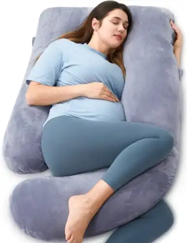 Momcozy Pregnancy Pillows for Sleeping, U Shaped Full Body Maternity Pillow with Removable Cover